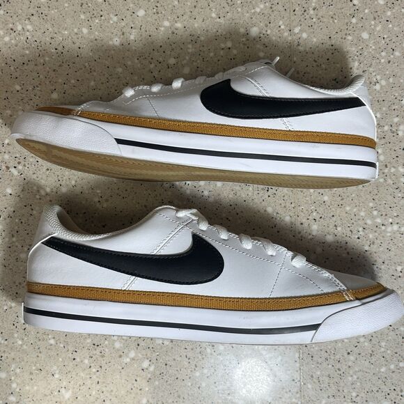 Size 6.5 Y Boys - Nike Court Legacy (GS) Lift Low White/ Black-Desert Ochre EUC! - Picture 8 of 12